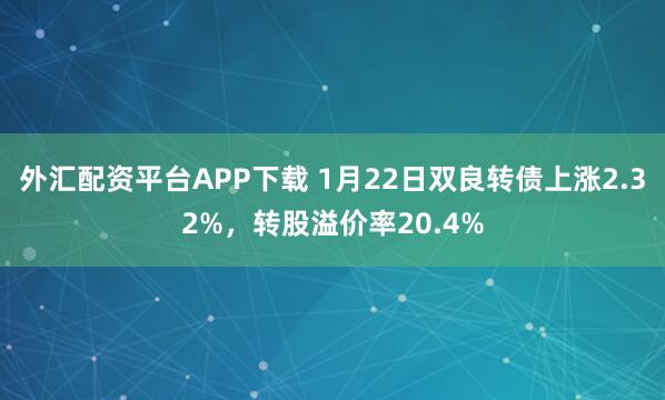 外汇配资平台APP下载 1月22日双良转债上涨2.32%，转股溢价率20.4%